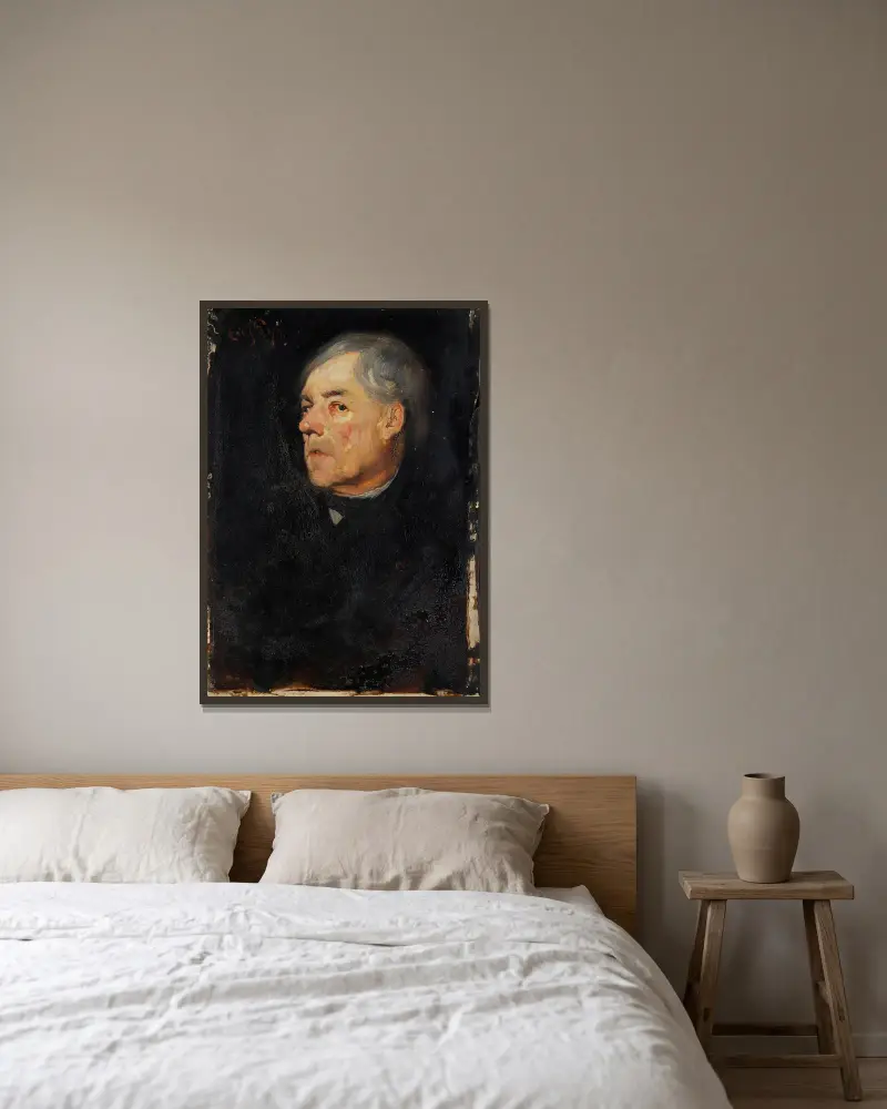 Study of an old Man av Eilif Peterssen inramad på en vägg