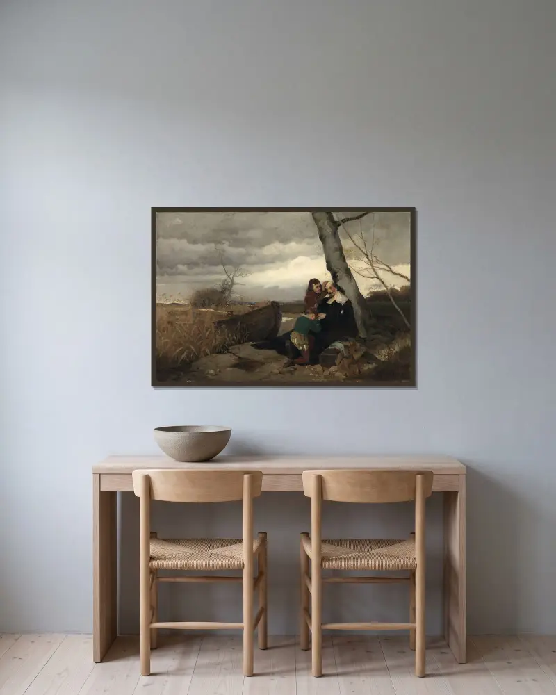 The Death of Corfitz Ulfeldt av Eilif Peterssen inramad på en vägg