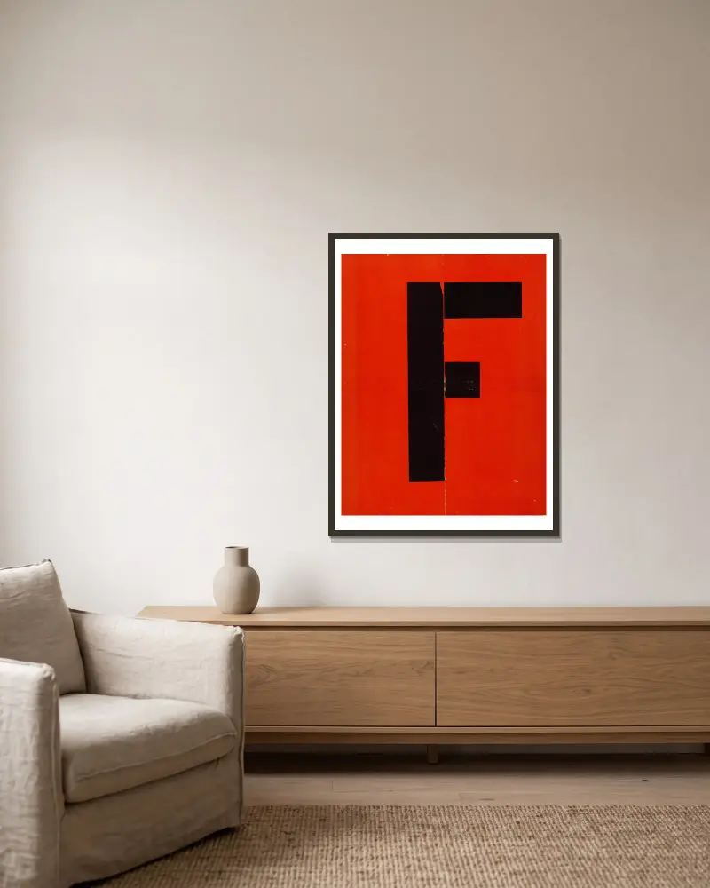 Figurinen – Umschlag von El Lissitzky gerahmt an einer Wand