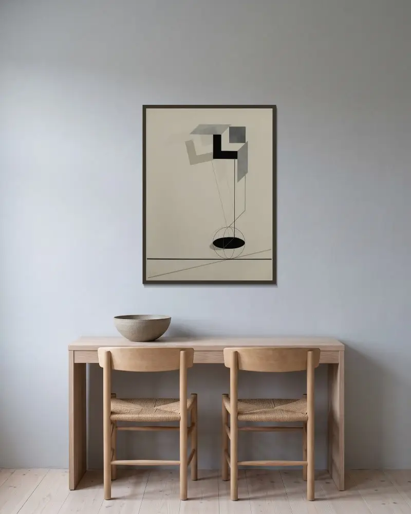 Kestnermappe Proun, Rob. Levnis and Chapman GmbH Hannover #2 av El Lissitzky inramad på en vägg