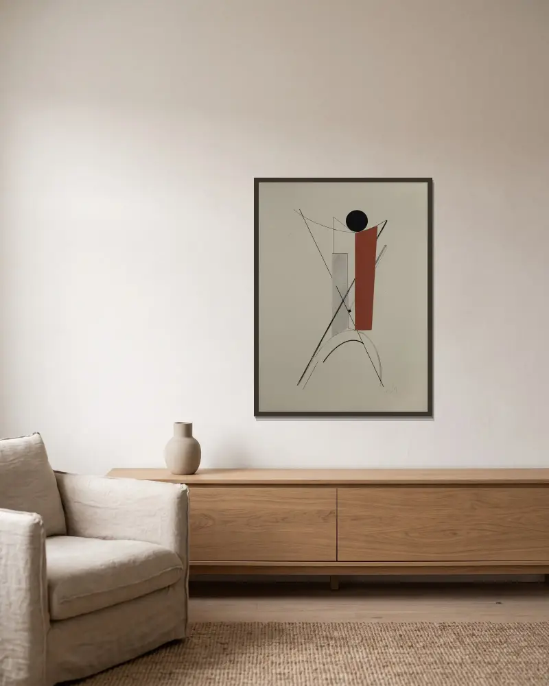 Kestnermappe Proun, Rob. Levnis and Chapman GmbH Hannover #3 av El Lissitzky inramad på en vägg