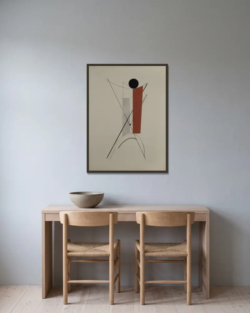 Kestnermappe Proun, Rob. Levnis and Chapman GmbH Hannover #3 av El Lissitzky inramad på en vägg