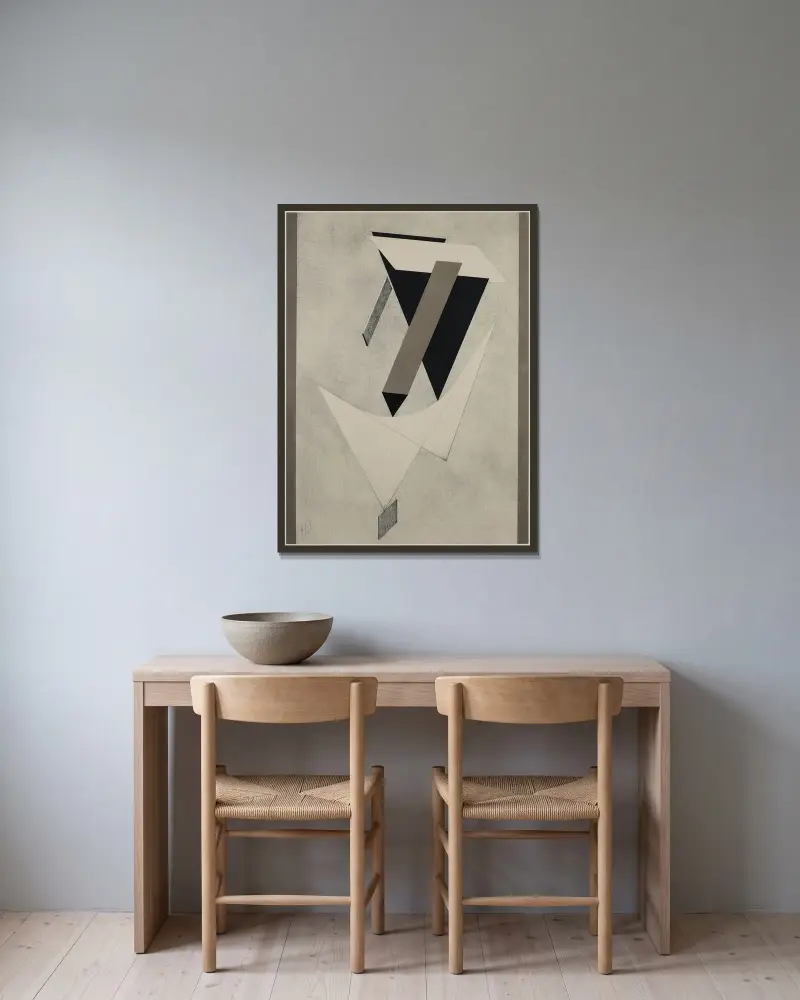 Kestnermappe Proun, Rob. Levnis and Chapman GmbH Hannover #4 av El Lissitzky inramad på en vägg
