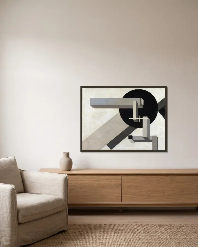 Proun 1D von El Lissitzky gerahmt an einer Wand