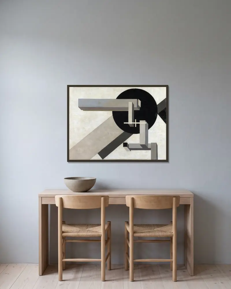 Proun 1D von El Lissitzky gerahmt an einer Wand