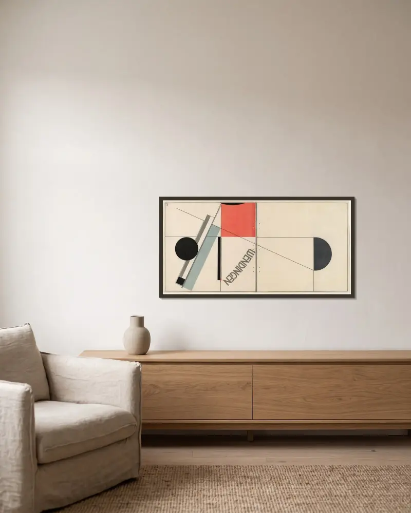Wendingen av El Lissitzky inramad på en vägg