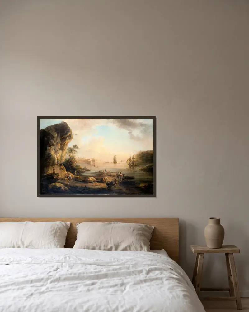 Küstenlandschaft von Elias Martin gerahmt an einer Wand