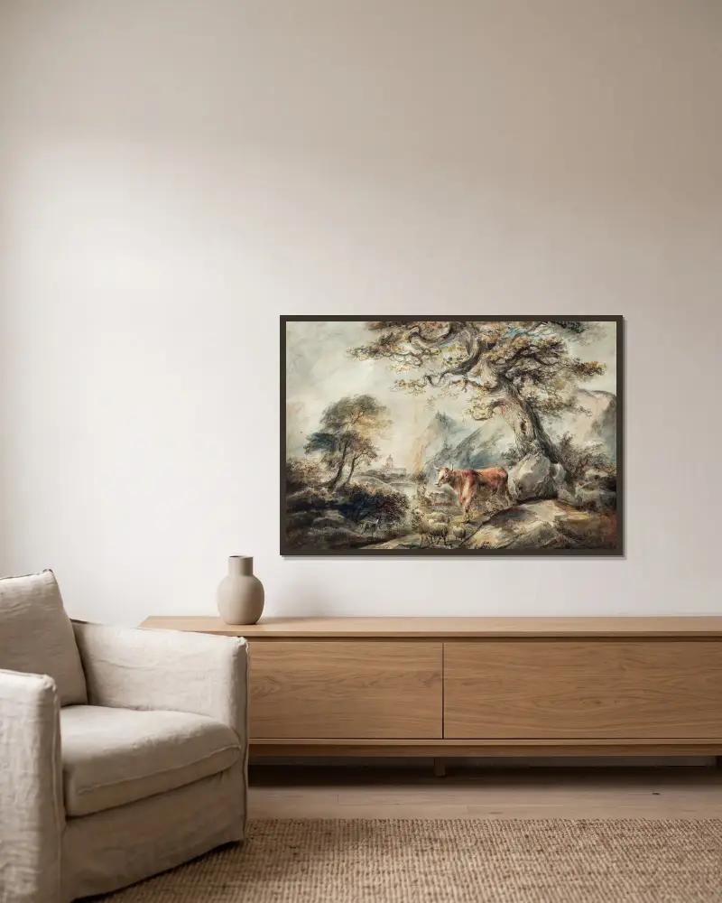 Landschaft mit Vieh von Elias Martin gerahmt an einer Wand