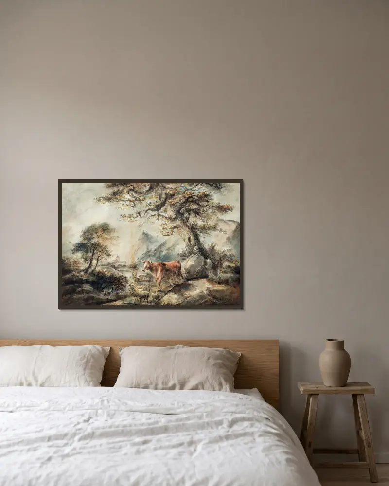 Landschaft mit Vieh von Elias Martin gerahmt an einer Wand