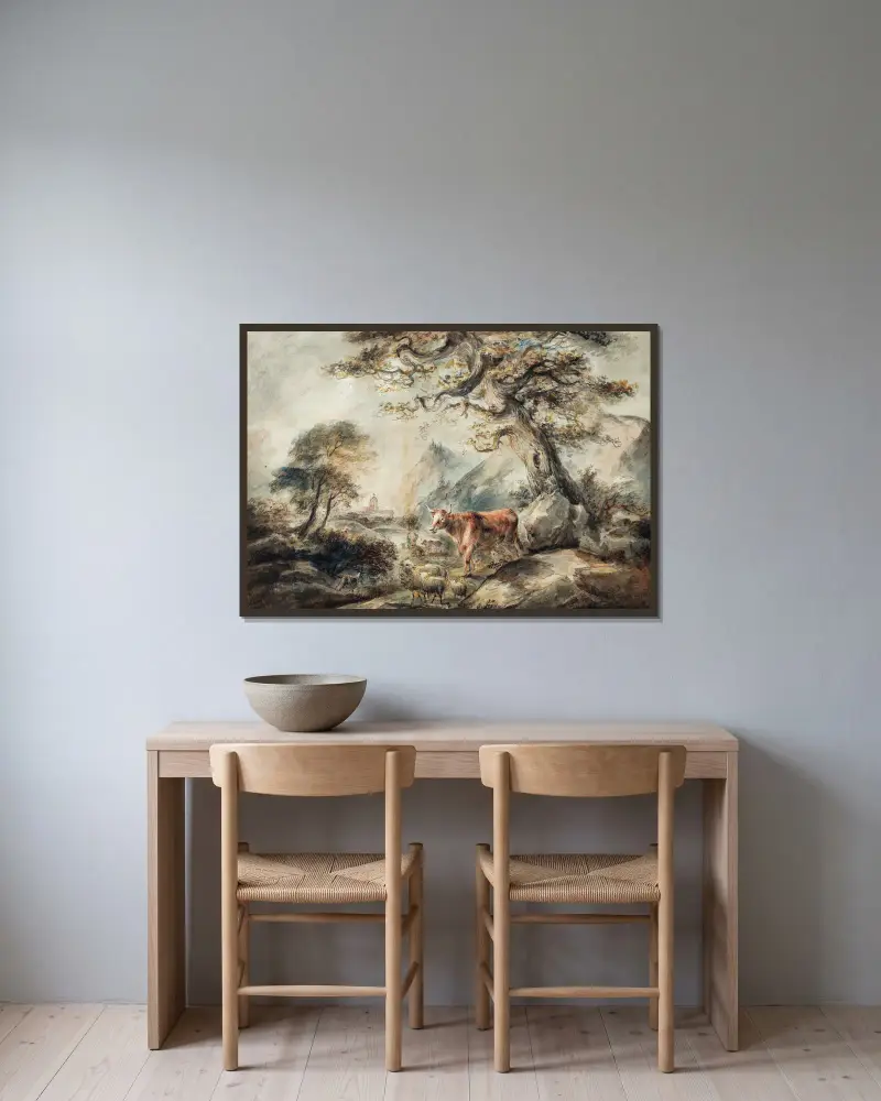 Landschaft mit Vieh von Elias Martin gerahmt an einer Wand