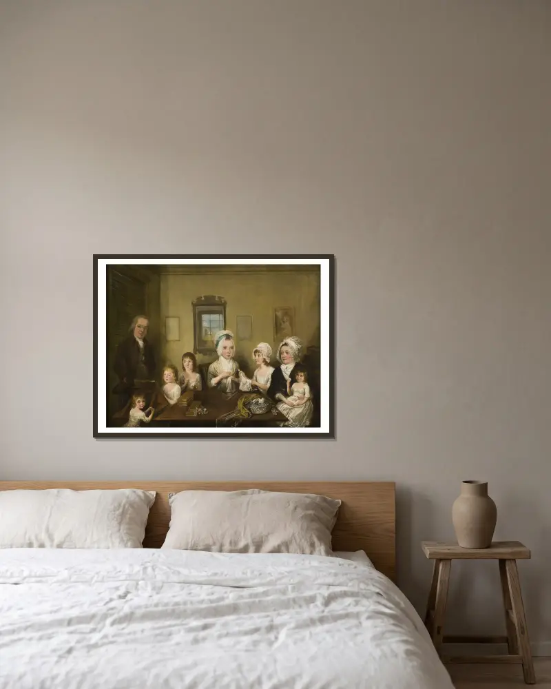 Porträtt av familjen Latrobe of Fulneck av Elias Martin inramad på en vägg
