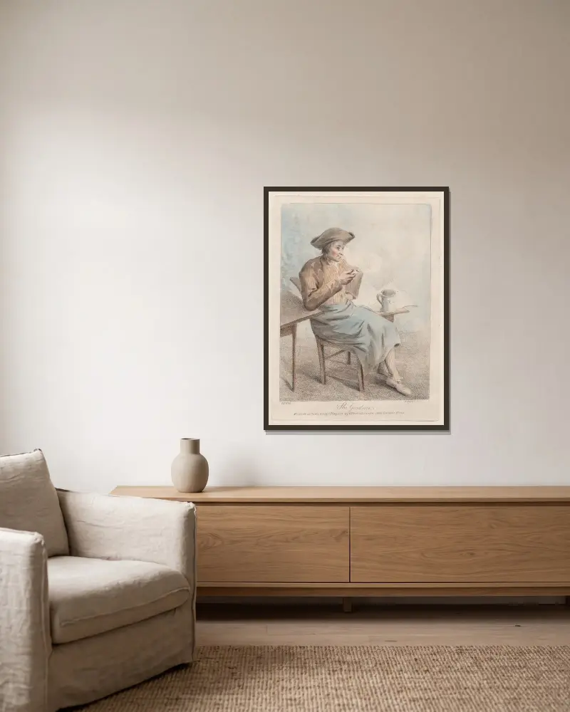 Der Gärtner von Elias Martin gerahmt an einer Wand