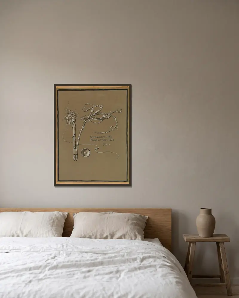 Artist’s Signature av Elihu Vedder inramad på en vägg