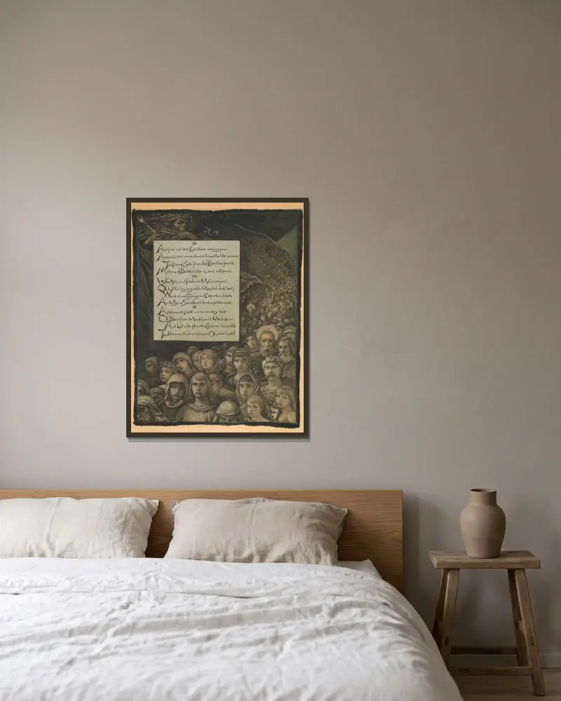 Die Überprüfung des Todes von Elihu Vedder gerahmt an einer Wand