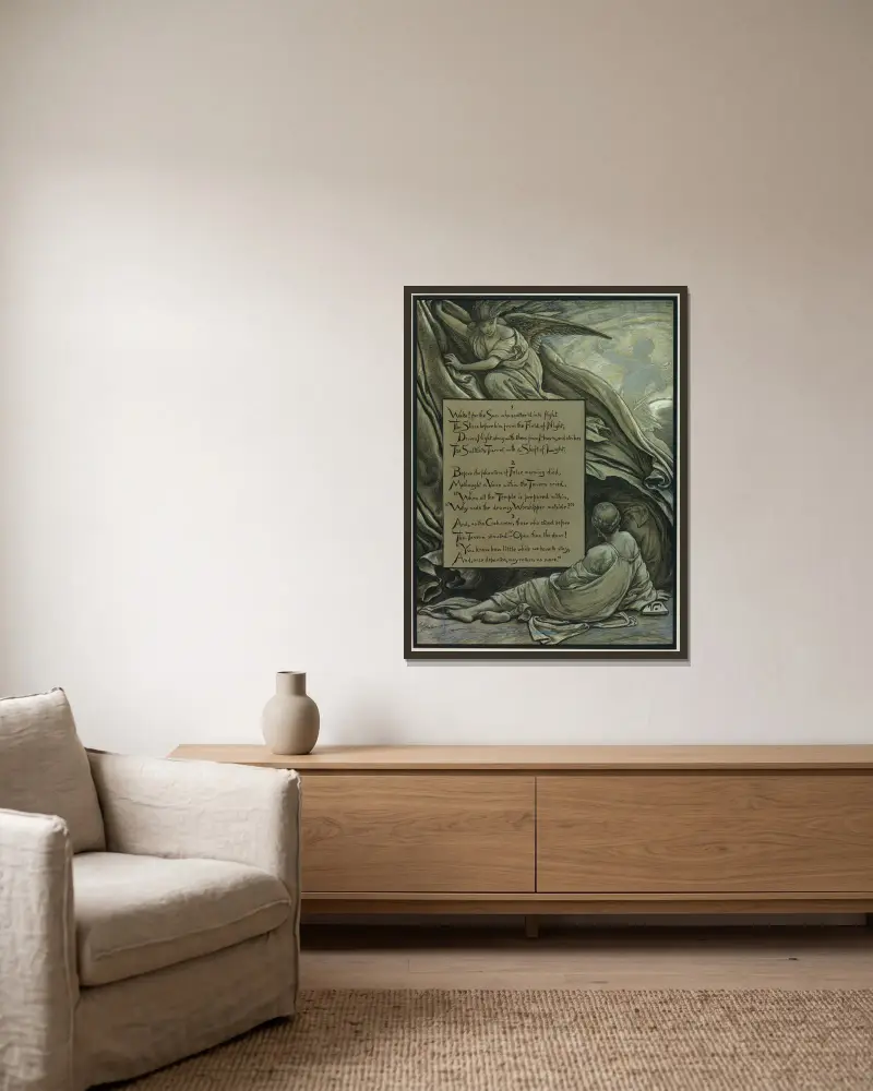 Das Erwachen von Elihu Vedder gerahmt an einer Wand