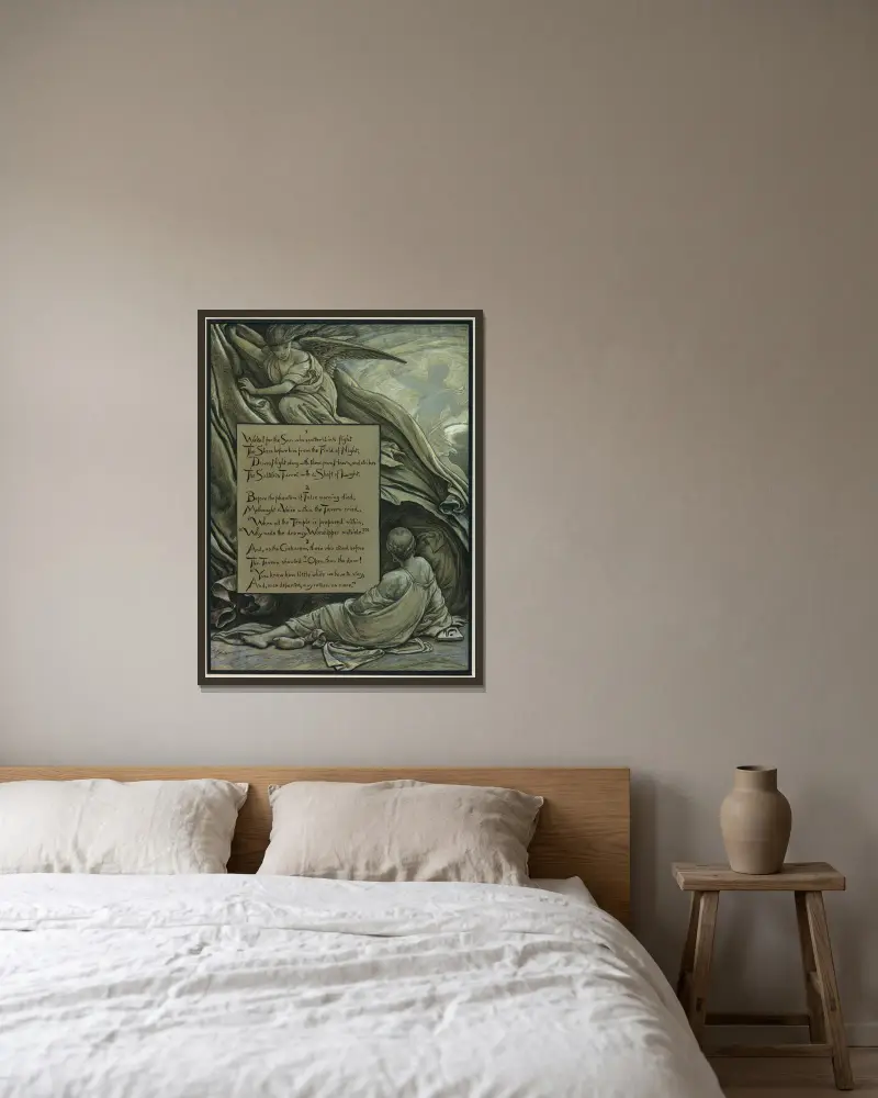Das Erwachen von Elihu Vedder gerahmt an einer Wand