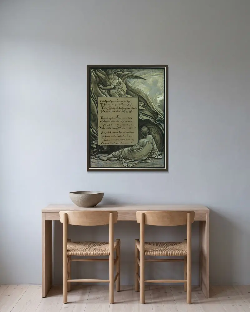 Das Erwachen von Elihu Vedder gerahmt an einer Wand