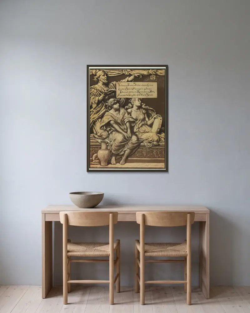 Die Tochter des Weinstocks von Elihu Vedder gerahmt an einer Wand