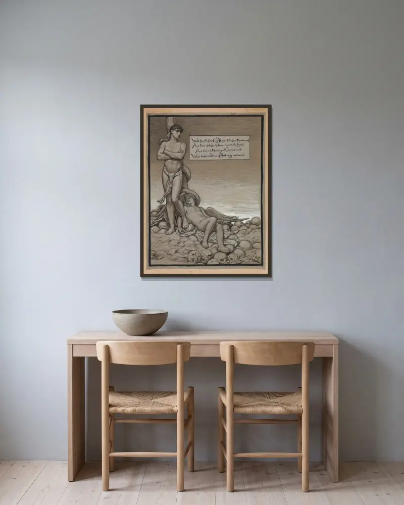 Der letzte Mann von Elihu Vedder gerahmt an einer Wand