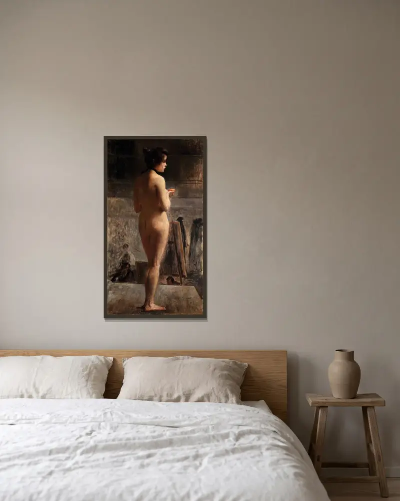 Nu feminino av Eliseu Visconti inramad på en vägg