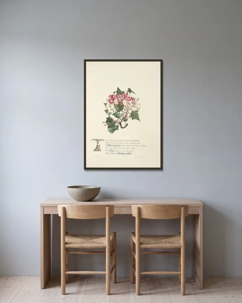 Knot grass, ivy and honeysuckle av Jane Elizabeth Giraud inramad på en vägg