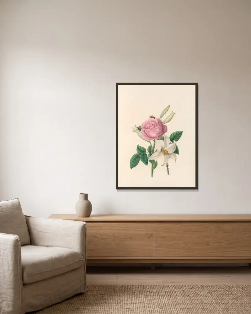 Blomsterfesten pl. 01 av Jane Elizabeth Giraud inramad på en vägg
