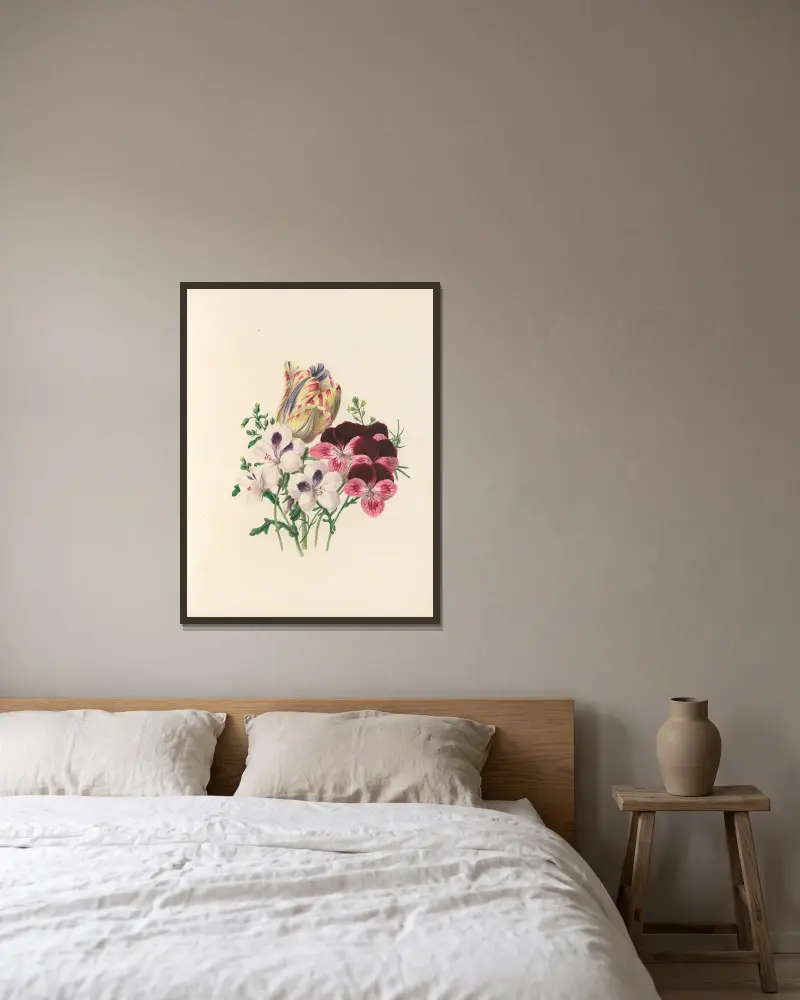 Blomsterfesten, plansch 3 av Jane Elizabeth Giraud inramad på en vägg