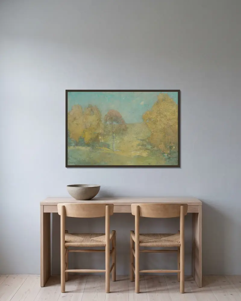 Autumn Morning-Fading Moon av Emil Carlsen inramad på en vägg
