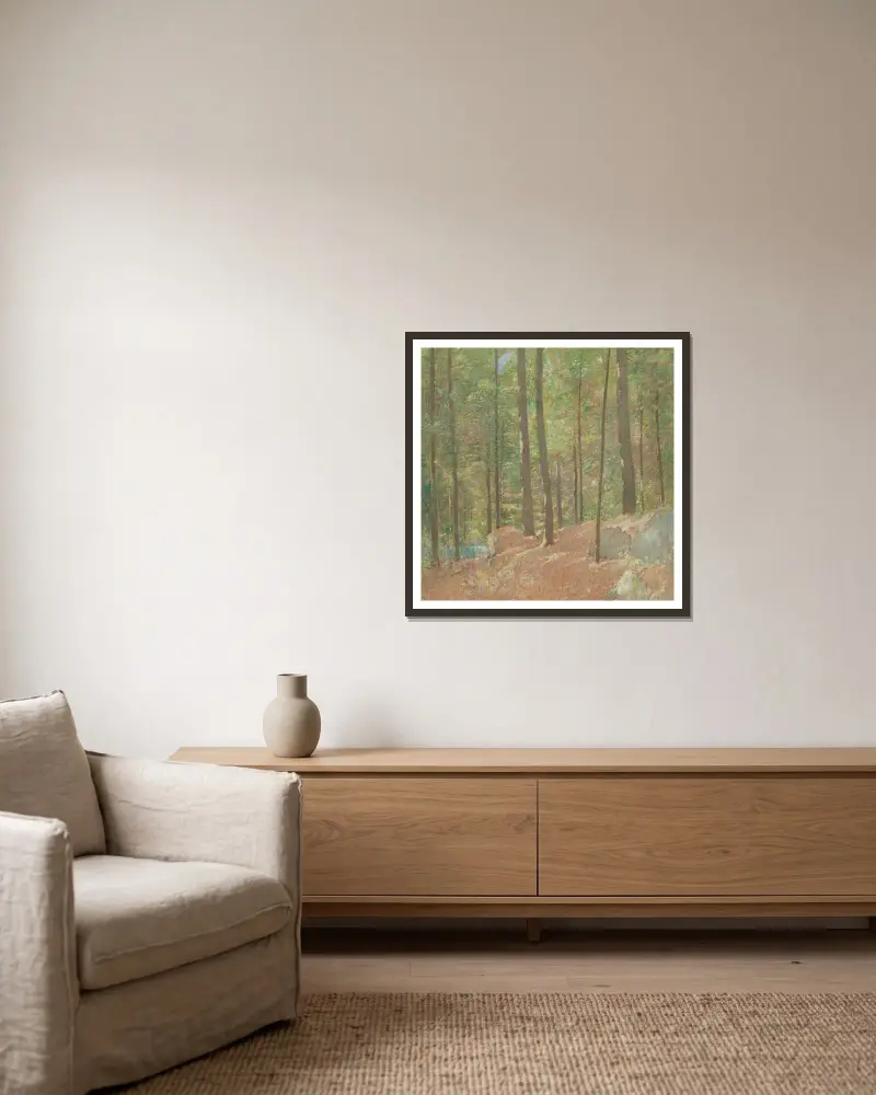 V borovém lese, Emil Carlsen v rámu na stěně