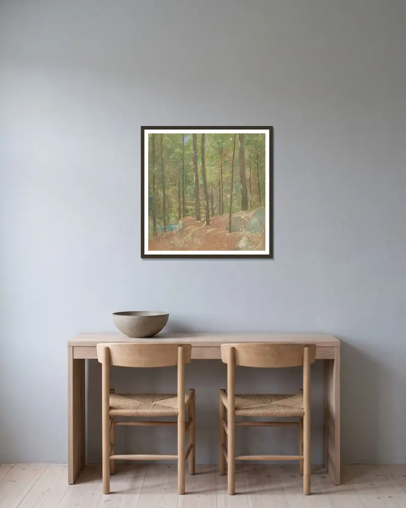 V borovém lese, Emil Carlsen v rámu na stěně