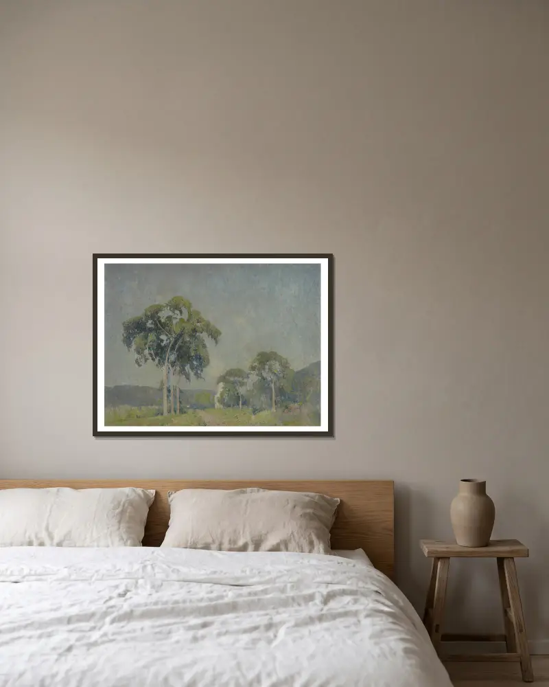 Landschaft mit Bäumen von Emil Carlsen gerahmt an einer Wand