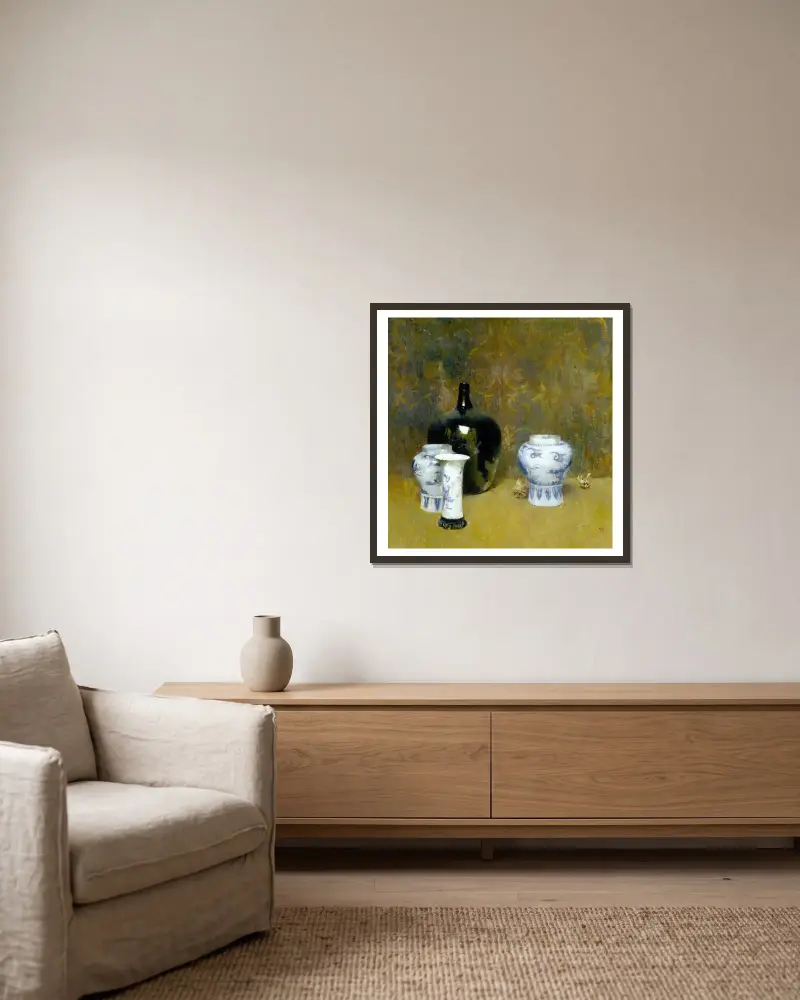 Orientalische Krüge von Emil Carlsen gerahmt an einer Wand