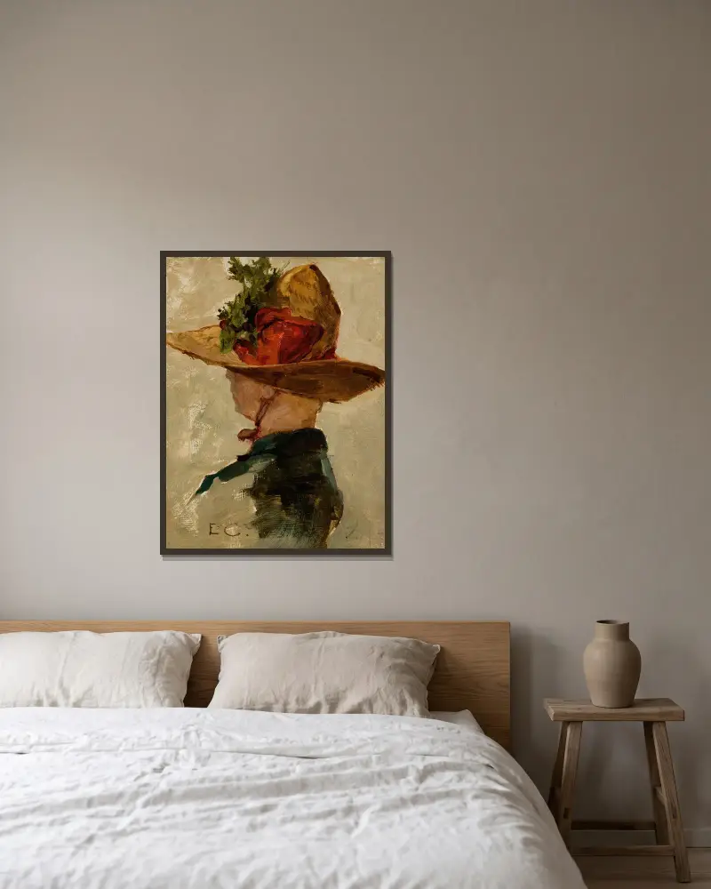 Woman with a Hat av Emil Carlsen inramad på en vägg
