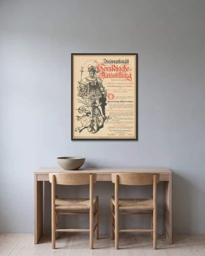 Internationale Heraldische Ausstellung av Emil Doepler inramad på en vägg