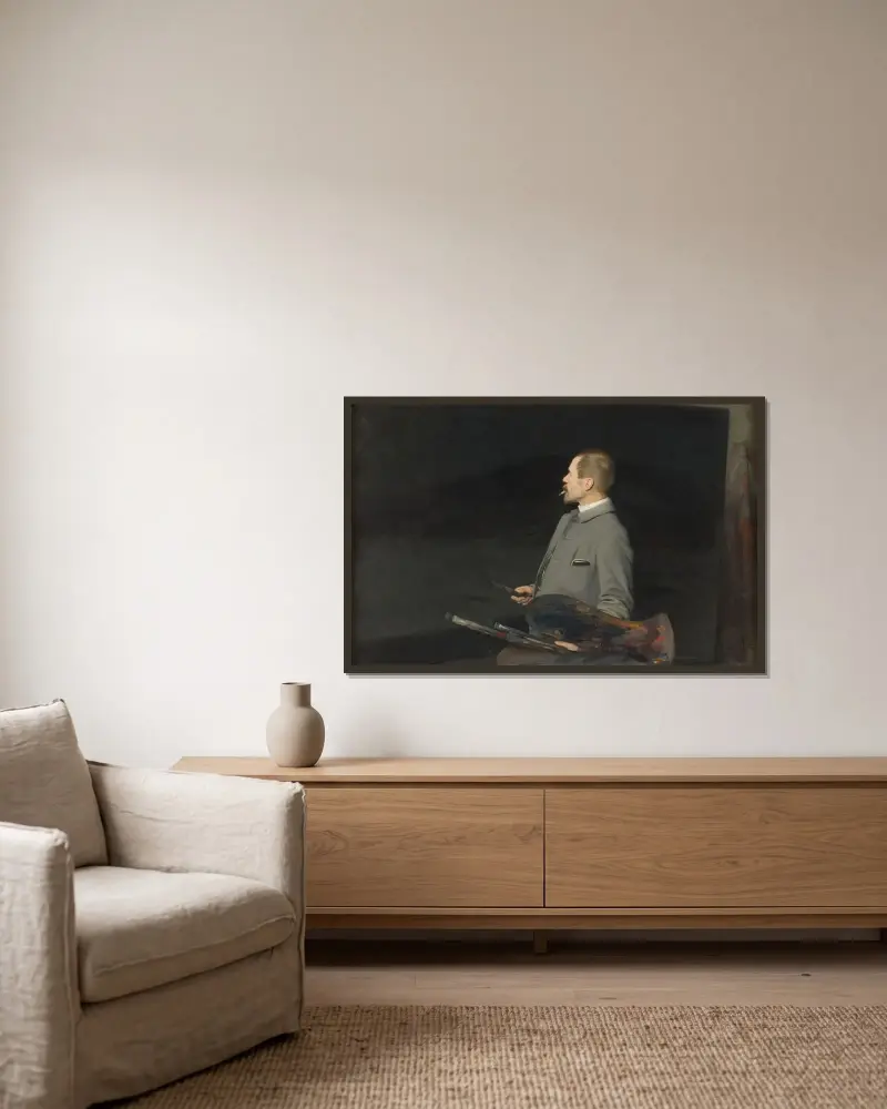 Edvard Rosenberg, the Artist av Emil Österman inramad på en vägg