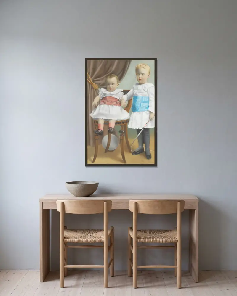 Fritz and Hans von Rosen av Emil Österman inramad på en vägg