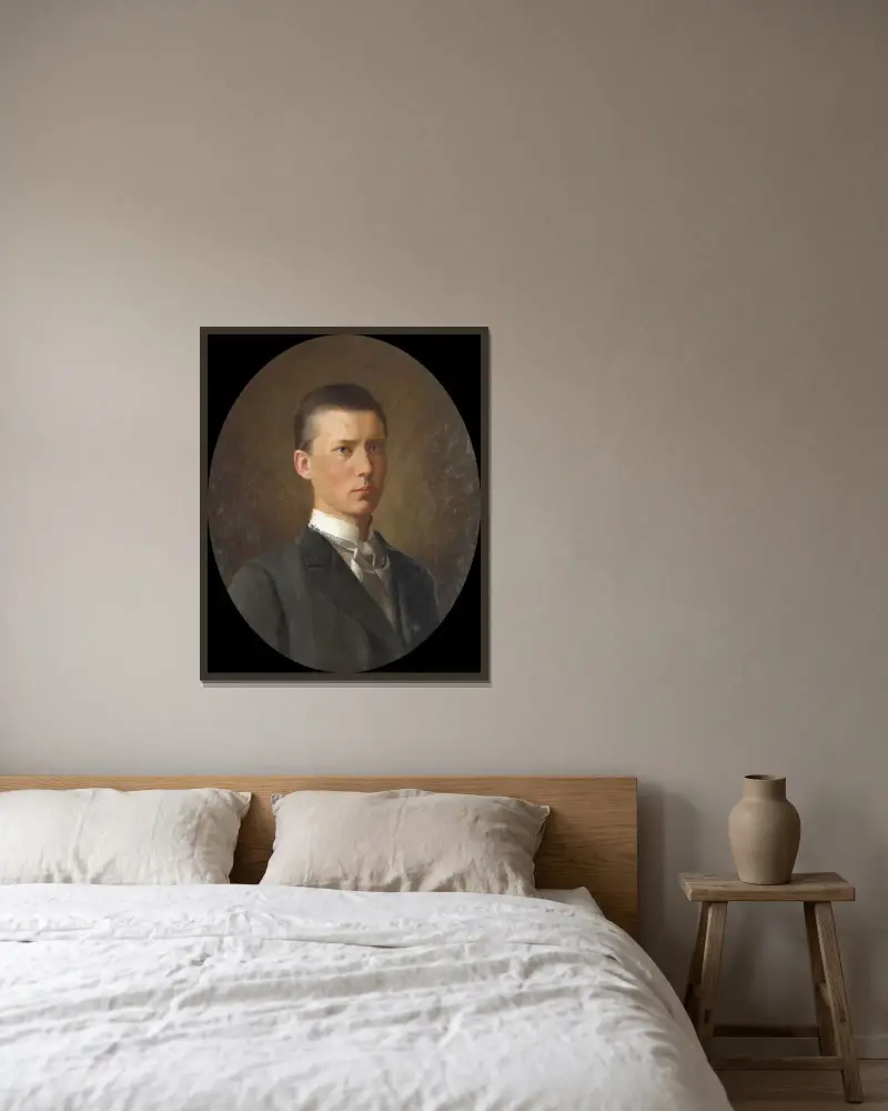 Portrait of a young man av Emil Österman inramad på en vägg