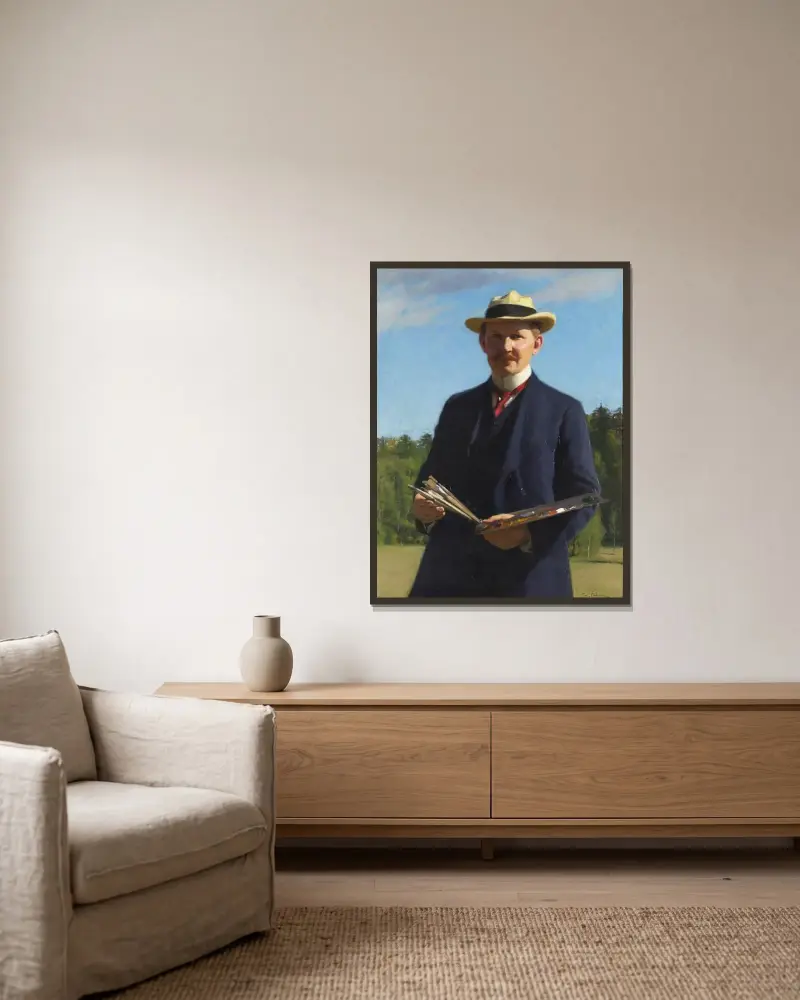 Self-portrait av Emil Österman inramad på en vägg