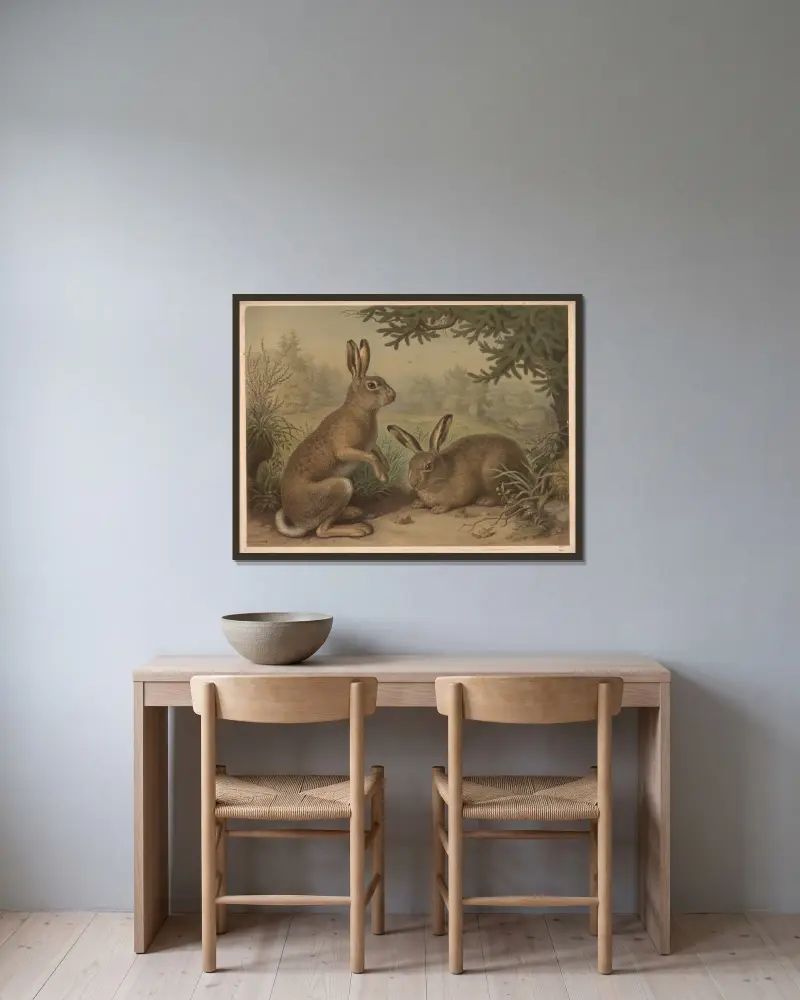 Hase von Emil Schmidt gerahmt an einer Wand