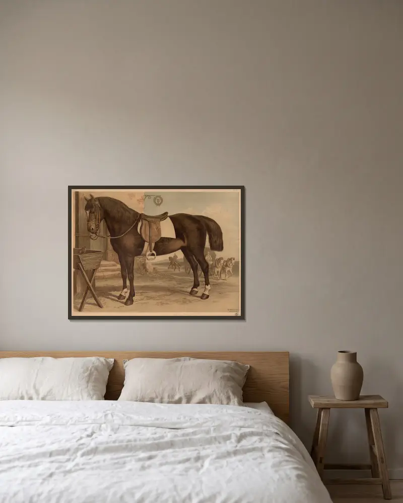 Pferd von Emil Schmidt gerahmt an einer Wand