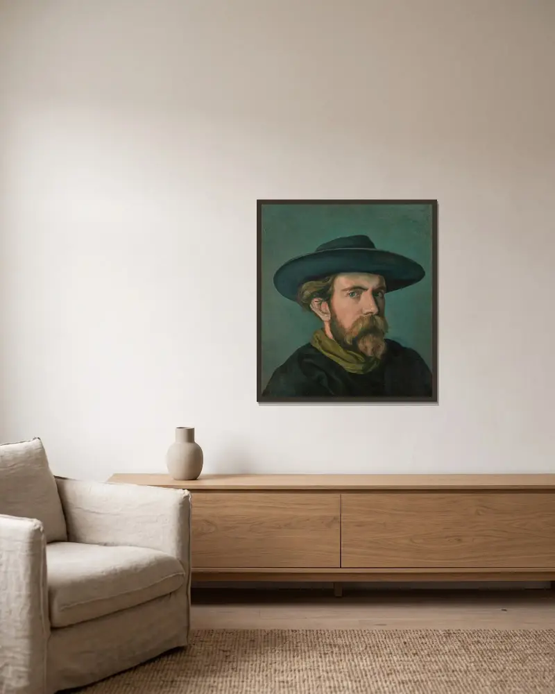 Självporträtt av Emile Bernard inramad på en vägg