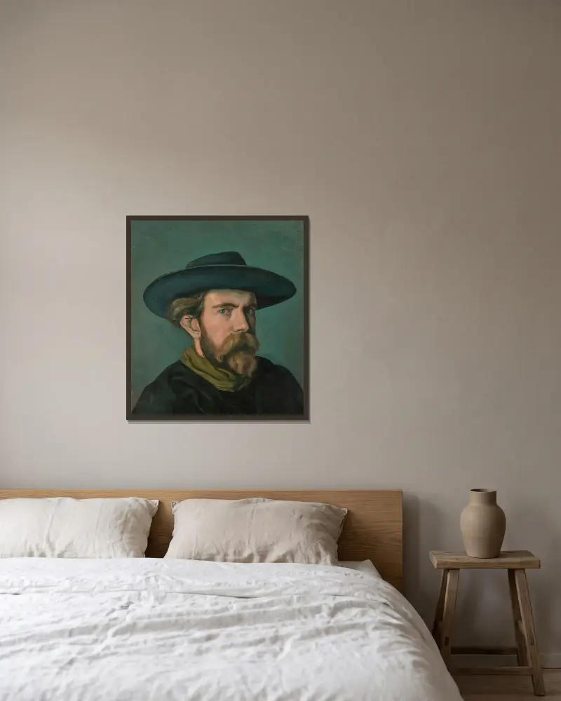 Självporträtt av Emile Bernard inramad på en vägg