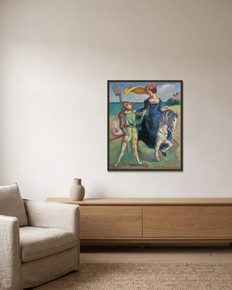 Guerrier et amazone av Emile Bernard inramad på en vägg