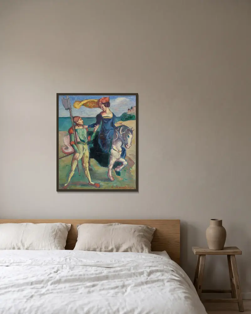 Guerrier et amazone av Emile Bernard inramad på en vägg