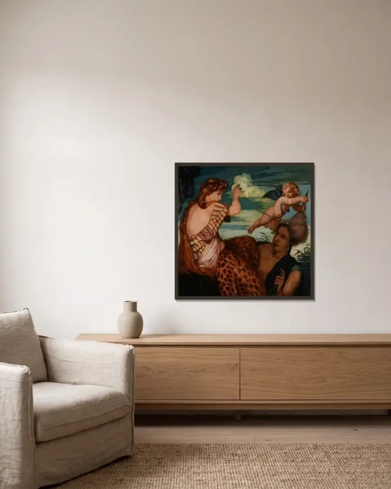 Hercules och Omfale av Emile Bernard inramad på en vägg