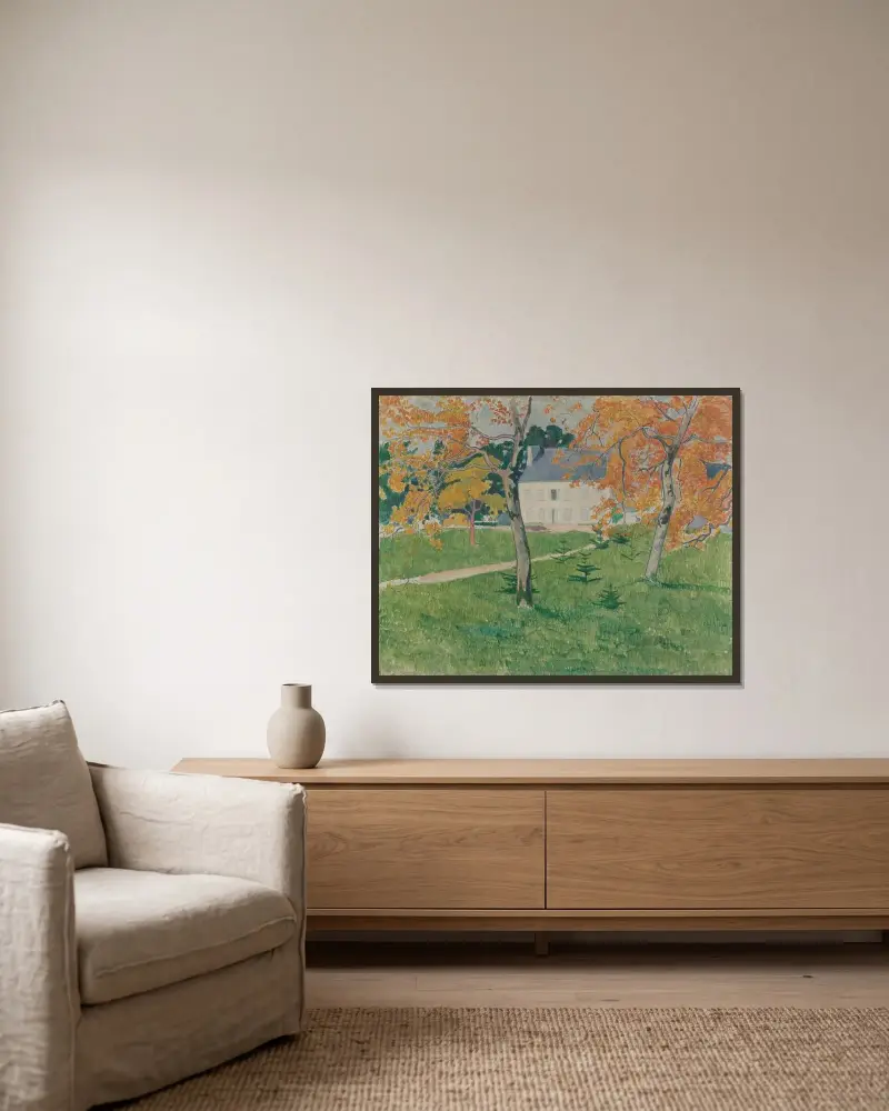 Hus bland träd; Pont-Aven av Emile Bernard inramad på en vägg