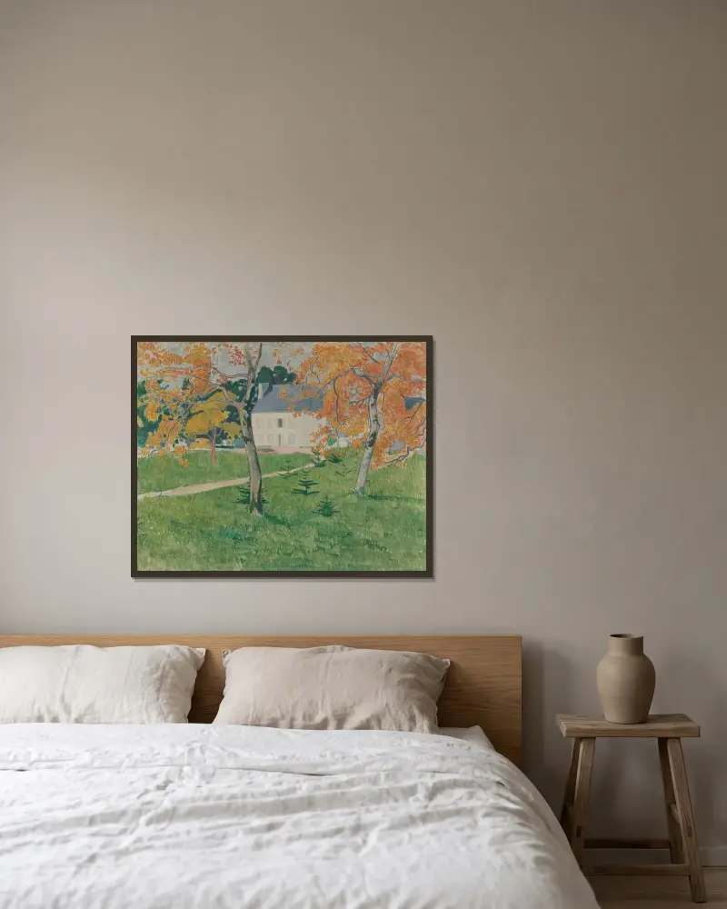 Hus bland träd; Pont-Aven av Emile Bernard inramad på en vägg