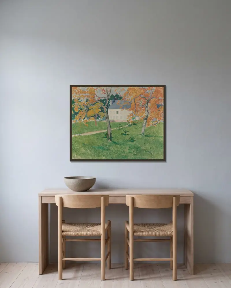 Hus bland träd; Pont-Aven av Emile Bernard inramad på en vägg