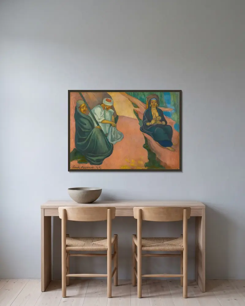 Ung kvinna som ammar (Flykten till Egypten) av Emile Bernard inramad på en vägg
