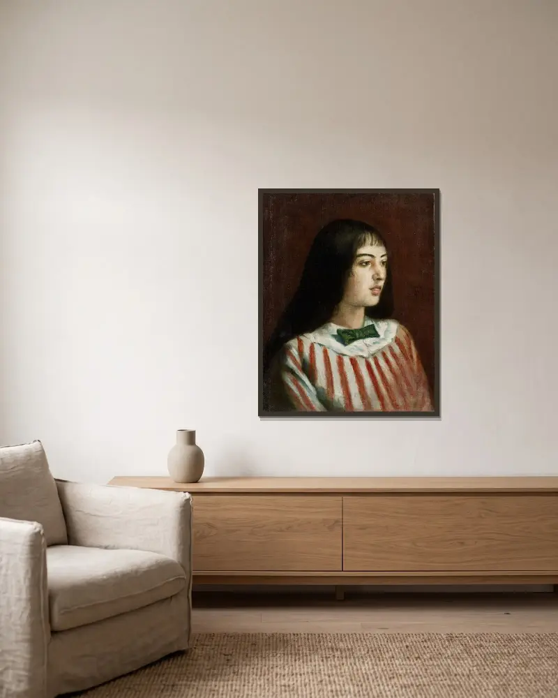 Ung kvinna med fluga av Emile Bernard inramad på en vägg